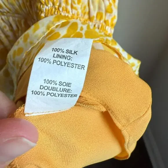 Ramy Brook Yellow Silk Ruffled Smocked Mini Sundress Size XL